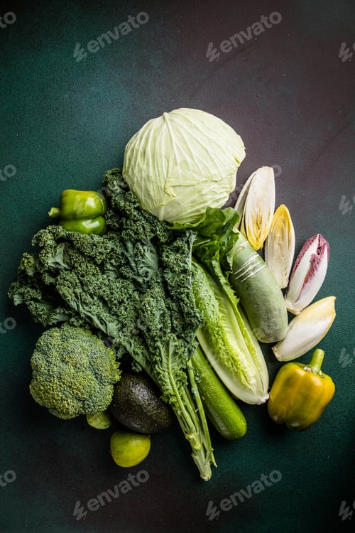 Preview: Healthy green food, organic vegetables.