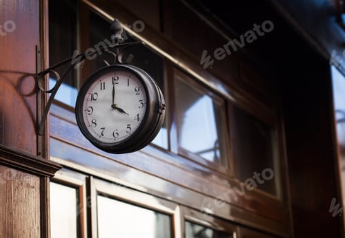 Preview: vintage clock on a wooden wall