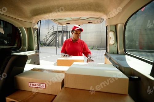 Preview: Unloading Packages from Delivery Van in Urban Area