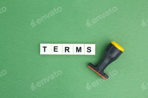 Preview: stamps and letters of the alphabet with terms words.