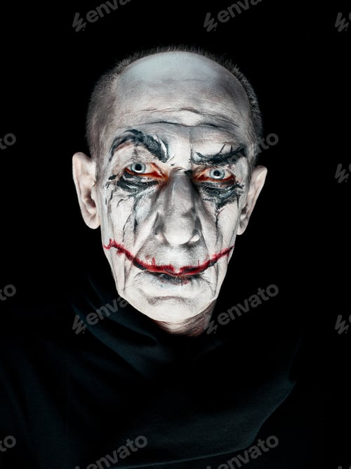 Bloody Halloween theme: crazy maniak face