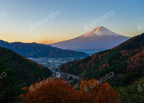 Preview: Aerial view of mt.Fuji in Autumn, Fujiyoshida, Japan