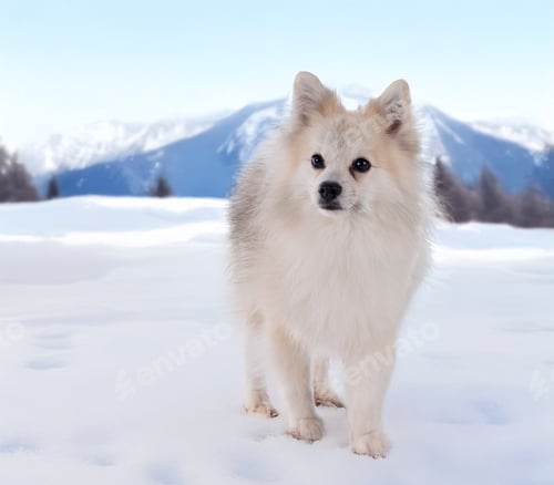 Preview: japanese spitz in snow