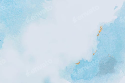 Preview: Blue and White Abstract Watercolor with Gold Details