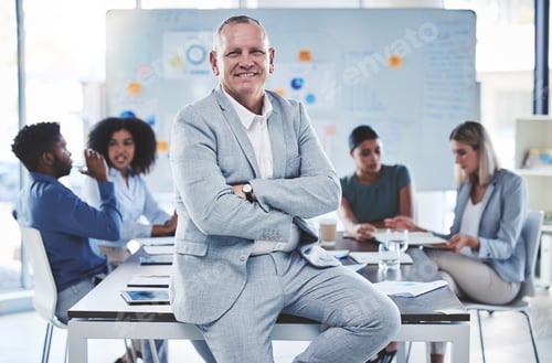 Preview: Leadership, business man director and corporate ceo working with vision, success and motivation in
