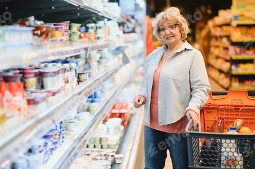 Preview: Mature woman standing in grocery store