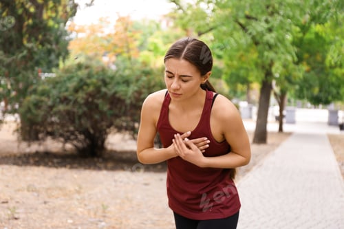 Preview: Young woman having heart attack while running in park