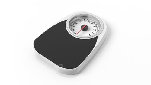 Preview: Bathroom scale, isolated on white background.