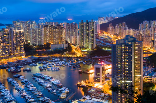 Preview: Typhoon shelter in Hong Kong at night