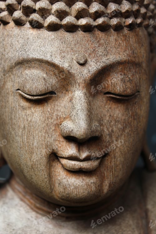 Preview: Wooden statue of Buddha's face
