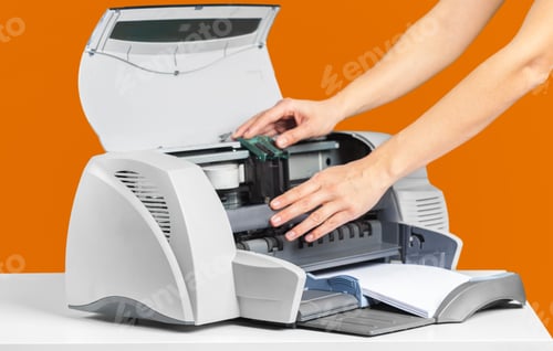 Preview: Printer, copier, scanner. Office table