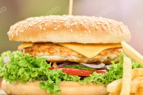 Preview: Closeup shot a tasty burger.