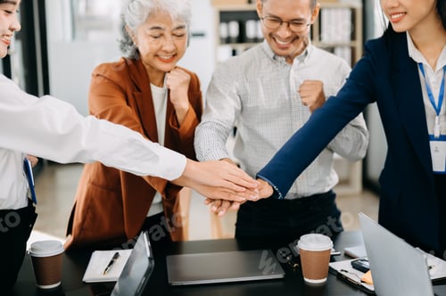 Preview: hands of business people join together their hands together