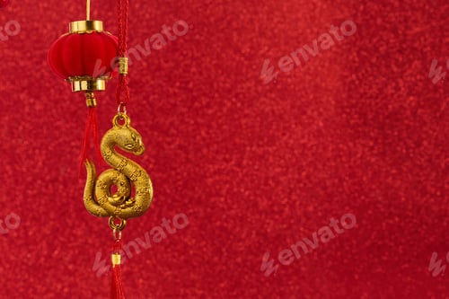 Preview: Chinese new Year background. Golden Snake Ornament