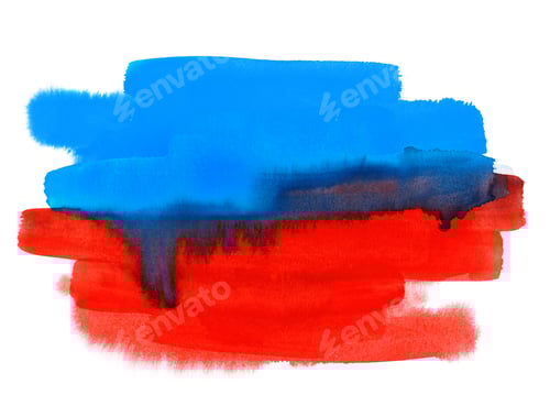 Preview: Abstract Red and Blue Watercolor on White Background