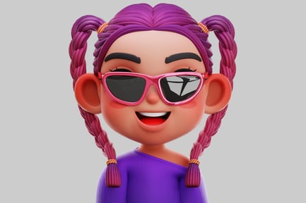 Preview: Chibi Girl With Purple Braids And Pink Sunglasses