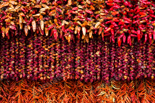 Preview: Red chilli peppers on the market