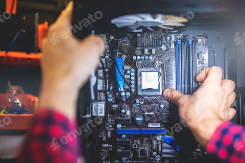 Preview: IT service and man fixing a PC