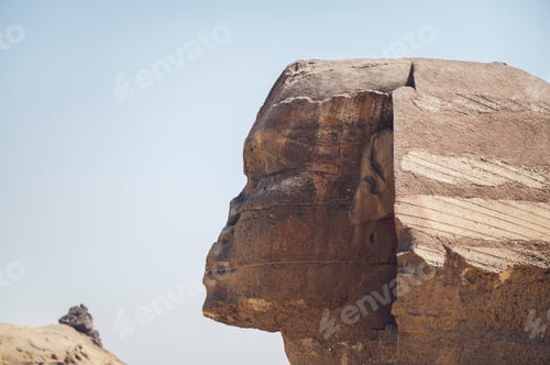 Preview: Closeup shot of a Sphinx face in Egypt