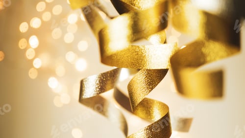 Preview: Gold And Silver Blurred Ribbons For Anniversary, Gift, Shopping, Sale Concept Background