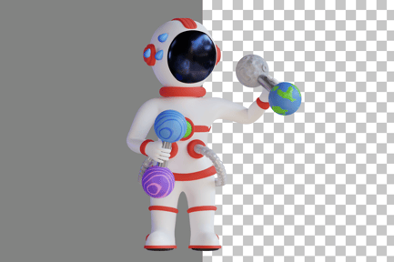 Preview: Astronaut Lifting Moon And Earth Barbell 3D Illustration