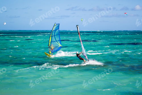 Preview: Windsurfers on the Le Morne beach in Mauritius