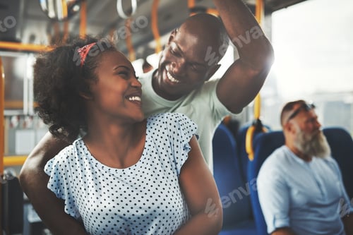 Preview: Happy Couple Smiling and Riding Public Transportation