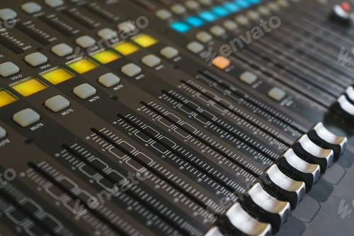 Preview: Equipment for DJ and musicians sound mixer.