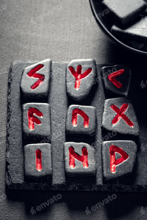 Preview: Old divination by rune stones based on antique futhark alphabet