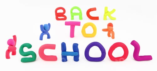 Preview: Plasticine figures and letters spelling back to school