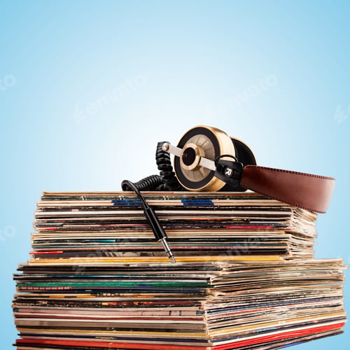 Preview: Headphones and vinyl records.