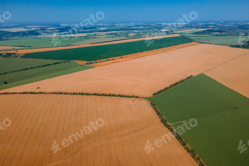 Preview: aerial view of the field with different crops.
