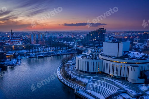 Preview: Opera Nova in Bydgoszcz in winter at dusk, Poland