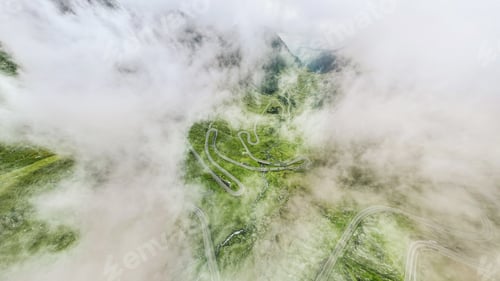 Preview: Aerial drone view of Transfagarasan route, nature in Romania