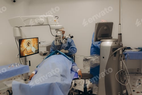 Preview: Experienced surgeon performing laser eye vision correction in clinic