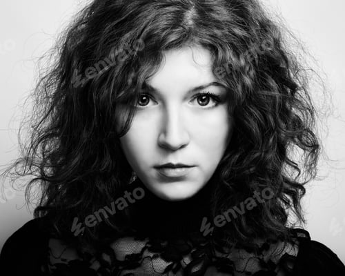Preview: Portrait of the young beautiful woman with curly hair