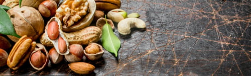 Preview: Nuts background. Different Range of natural nuts .
