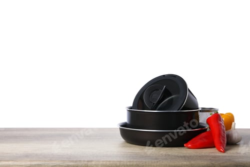 Preview: PNG, Concept of kitchen supplies and kitchen dish, isolated on white background
