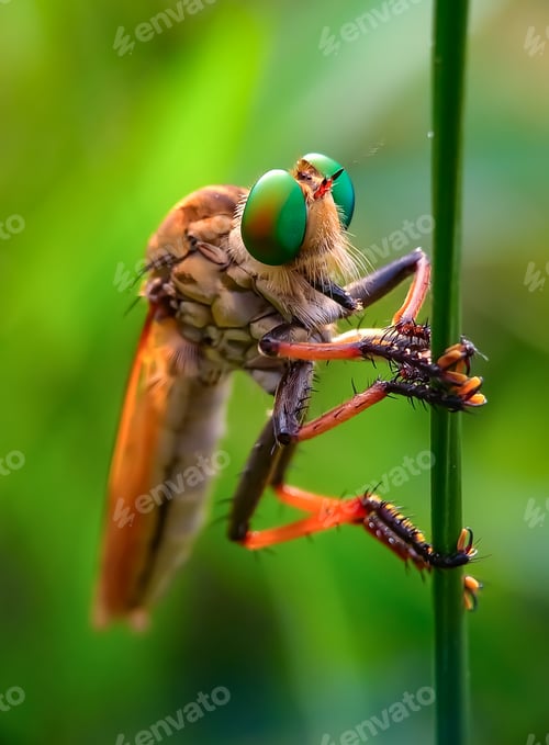 Preview: asilidae, robber fly, nature background photo