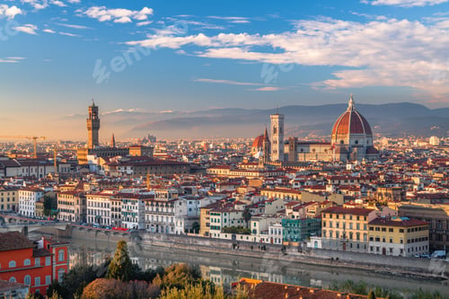 Preview: Florence, Italy Skyline with Landmark Buildings Over the Arno River