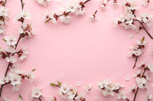 Preview: Frame made of beautiful fresh spring flowers on color background, top view with space for text
