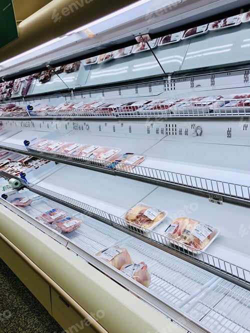 Preview: Empty meat department due to the corona virus pandemic.
