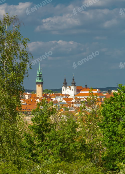 Preview: Mikulov town's historic architecture with lush greenery.