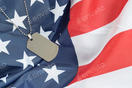 Preview: United States Flag and Military Dog Tag