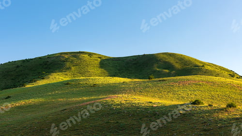 Preview: View of the green mountain and blue sky