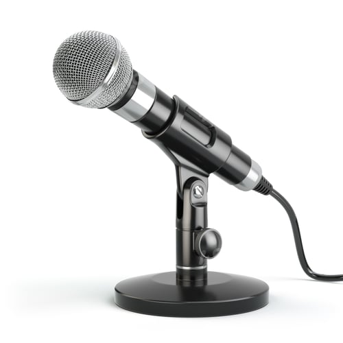 Preview: Microphone isolated on white. Caraoke or news concept.