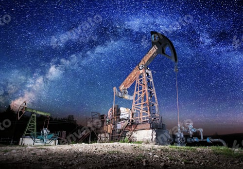 Preview: Oil pumps on the oil field in the night