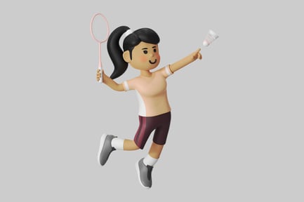 Preview: Cartoon badminton player action pose