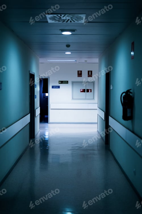 Preview: dark Hall in a hospital