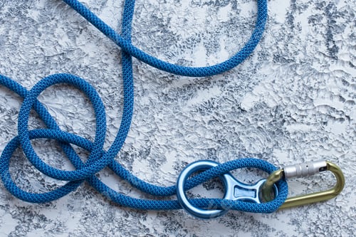 Preview: Traveling and having fun at mountains, concept. Isolated photo of climbing equipment